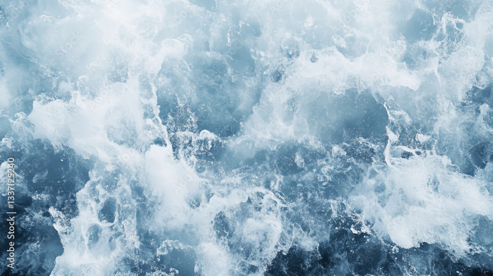 Poster effect of cold winter wind with snow. white air clouds with snowflakes and ice particles in shape of
