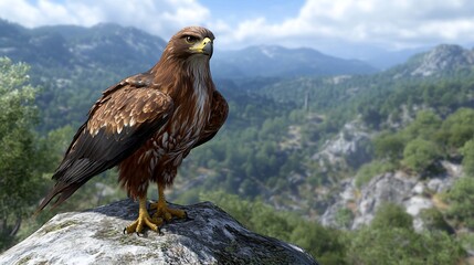 Majestic eagle on a mountain peak