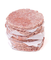 Beef Hamburger Patties Isolated on a White Background