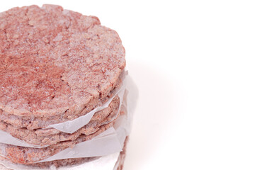 Beef Hamburger Patties Isolated on a White Background