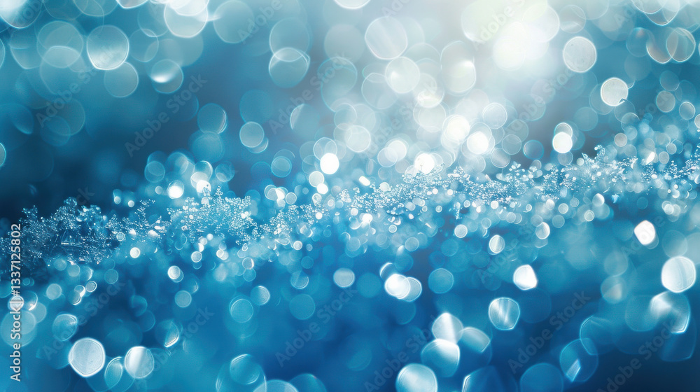 Poster beautiful abstract background featuring shimmering blue bokeh lights and sparkling frost. soft focus