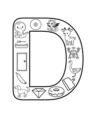 Letter D Coloring Page – Dynamic Uppercase Design for Classroom Decor & Alphabet Fun