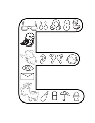 Engaging Letter E Coloring Page – Elephant-Themed Uppercase Art for Classrooms & Crafts

