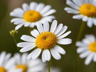 Obraz premium A field of beautiful daisies blooming under the sunlight.