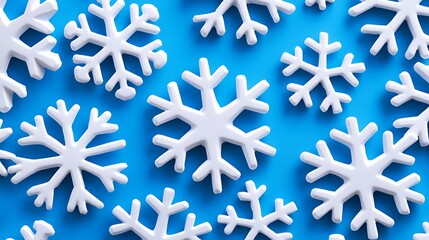 Winter Snowflake Pattern on Blue Background