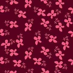 Beautiful flowers decorated semaless pattern on black background.