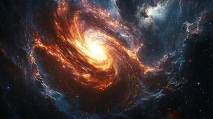 Obraz premium Cosmic Inferno: A Fiery Vortex in Deep Space