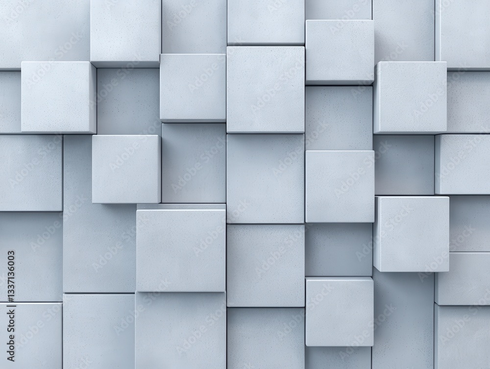 Poster abstract arrangement of light gray blocks creating a textured wall design