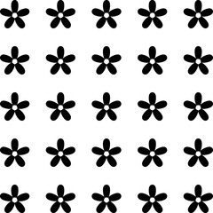 Fototapeta premium Floral Vector Pattern. Black and White Flower Ornament Pattern Background - floral graphic design element for web or print.