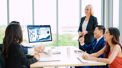 Business data dashboard provide business intelligence analytic for marketing strategy planning snugly with big data set to analyze customer demands and foreseeing business future