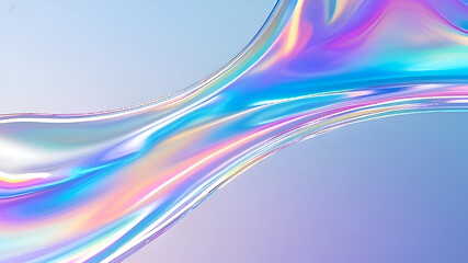 Abstract holographic fluid image with vibrant colors in a smooth flowing style on a soft gradient background 