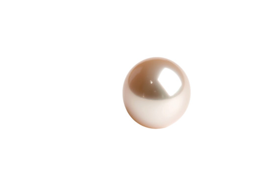 Natural white freshwater pearl isolated on transparent background