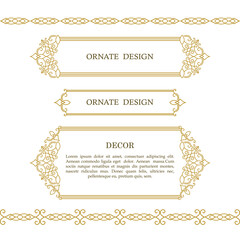 Ornate set vector decorative frame. Elegant element for design