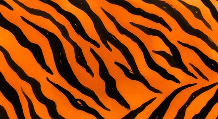 Vibrant Orange and Black Tiger Stripe Pattern Abstract Animal Print Background Texture