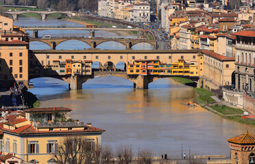 Symbolic monument of Florence in Italy called Ponte Vecchio which means Old Bridge with jewelry...
