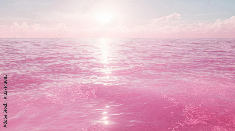 Poster pink water wave surface with light texture pattern. abstract caustic and refraction ocean background