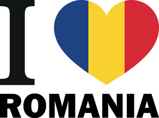 Fototapeta premium I love Romania with heart flag . Romania love symbol . Vector illustration