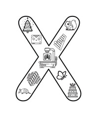 Xtra Fun Letter X Coloring Page – X-Ray, Xylophone & X Marks the Spot Art for STEM Learning