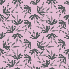 Beautiful flowers decorated semaless pattern on black background.
