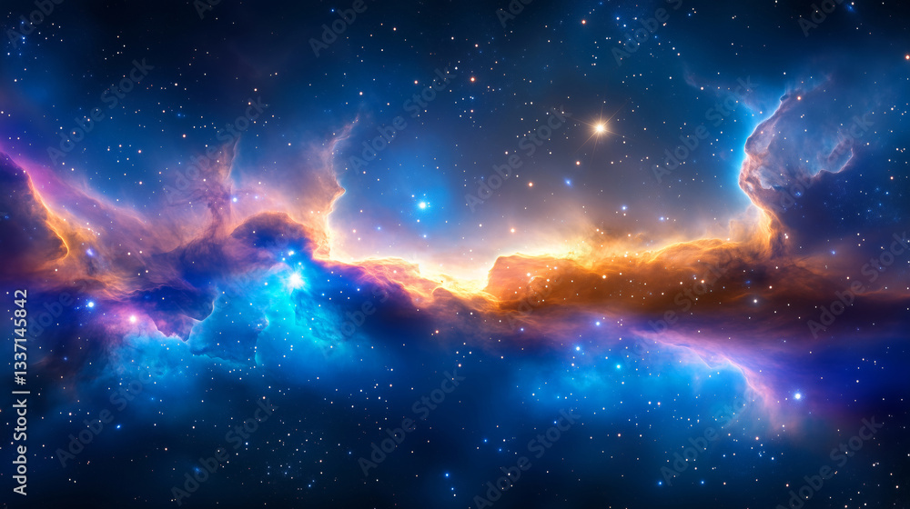 Wall mural this breathtaking cosmic nebula features swirling clouds of gas illuminated by distant stars, creati