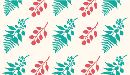 seamless Christmas pattern, decoration element,  seamless pattern showcasing minimalist botanical elements 