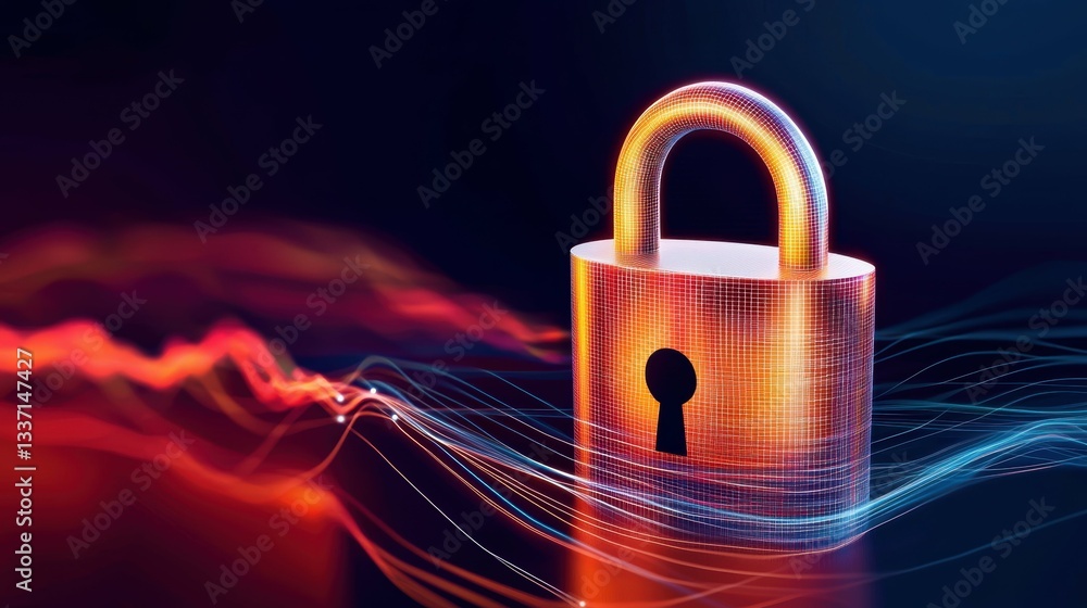 Aufkleber digital security lock virtual environment graphic design tech innovation abstract viewpoint cyber pr