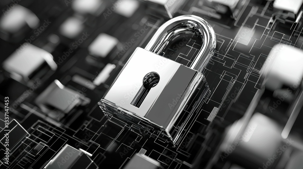 Aufkleber digital security focus abstract padlock shapes in tech environment modern graphic viewpoint for onli