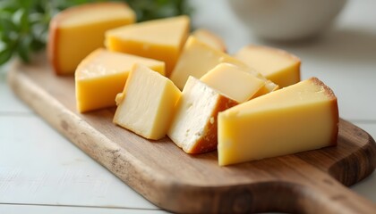 cheese on wooden board