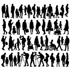 silhouette people go set