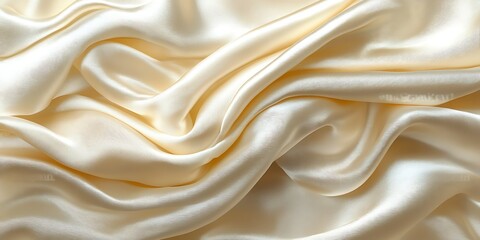 Obraz premium Creamy satin fabric, draped folds, close-up texture