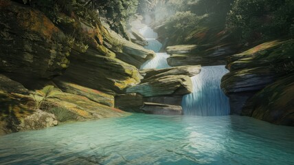 waterfall in the mountains