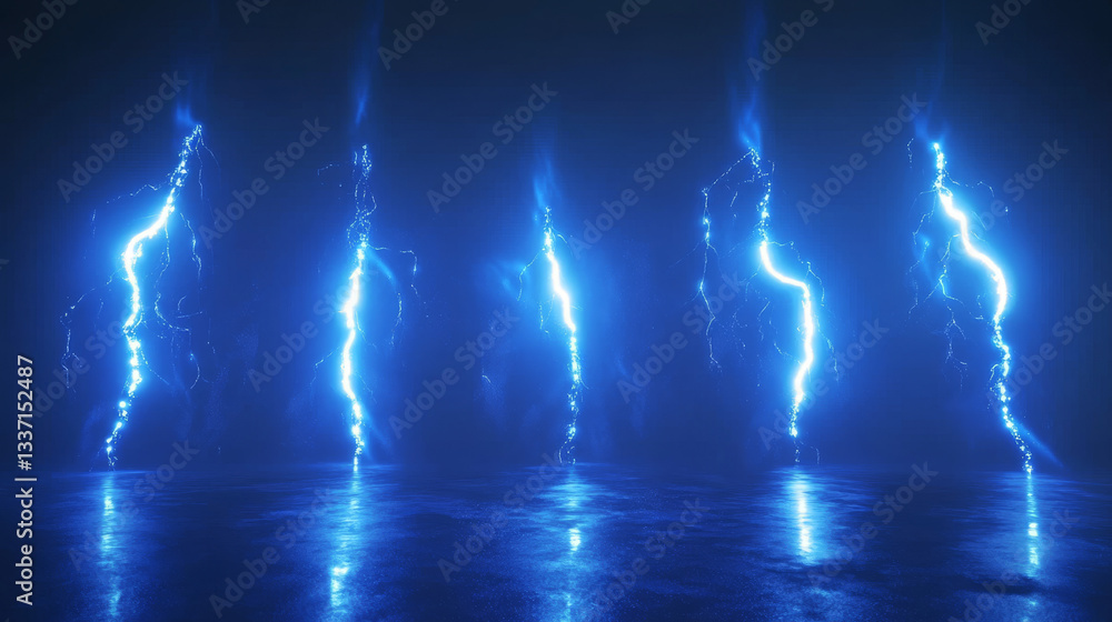Aufkleber sprite sheet with lightnings, thunderbolt strikes set for game fx animation. vector realistic set of