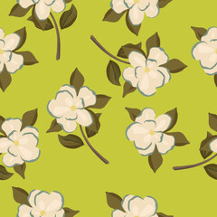 Cute white flowers seamless pattern
