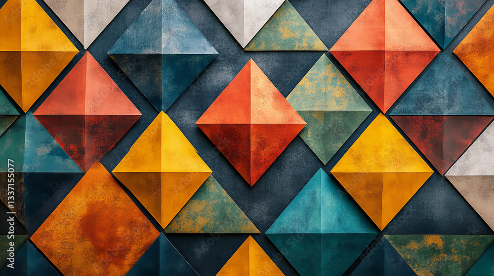 Poster abstract vector pattern, repeat geometric triangle mosaic background