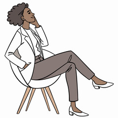 Businesswoman with Curly Hair: Confident and Professional in Office Attire