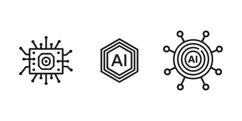 Ai technology concept vector illustration artificial intelligence machine learning icons set design