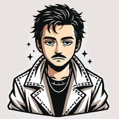 cool and cynical male character vector