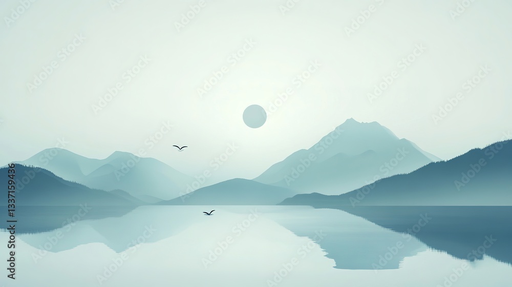 Poster a minimal web template with clean lines and soft color palettes.