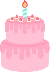 생일 축하도안 생일케이크 딸기 케이크 2단케이크 일러스트