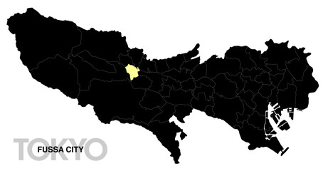 Obraz premium 東京都福生市の位置地図 境界線有_2