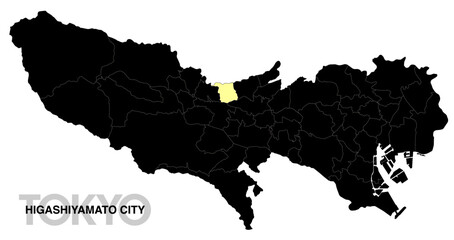 Obraz premium 東京都東大和市の位置地図 境界線有_2