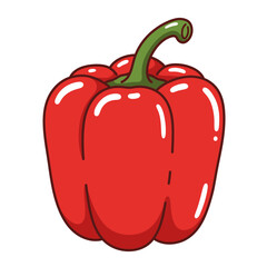 Flat Color Vector Set of Fresh Fruits and Vegetables on White Background