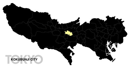 Obraz premium 東京都国分寺市の位置地図 境界線有_2