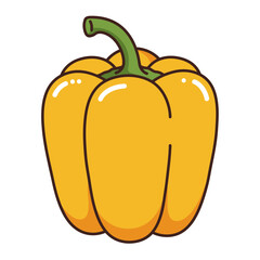 Flat Color Vector Set of Fresh Fruits and Vegetables on White Background