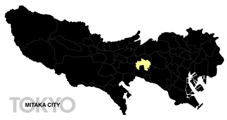 Obraz premium 東京都三鷹市の位置地図 境界線有_2