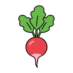 Flat Color Vector Set of Fresh Fruits and Vegetables on White Background