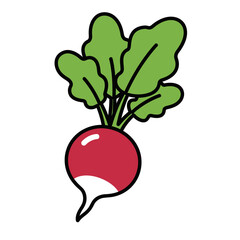 Flat Color Vector Set of Fresh Fruits and Vegetables on White Background