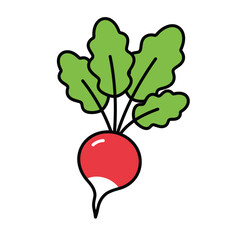 Flat Color Vector Set of Fresh Fruits and Vegetables on White Background