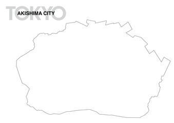 Obraz premium 東京都昭島市の白地図