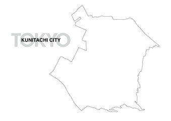 東京都国立市の白地図